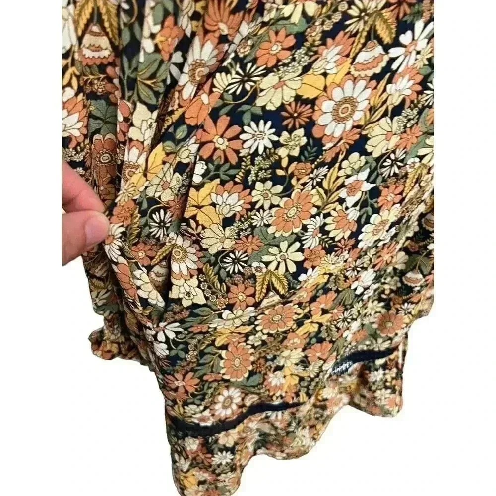 Lost + Wander Women's Black Floral Outpost Button Front Mini Dress Size Medium
